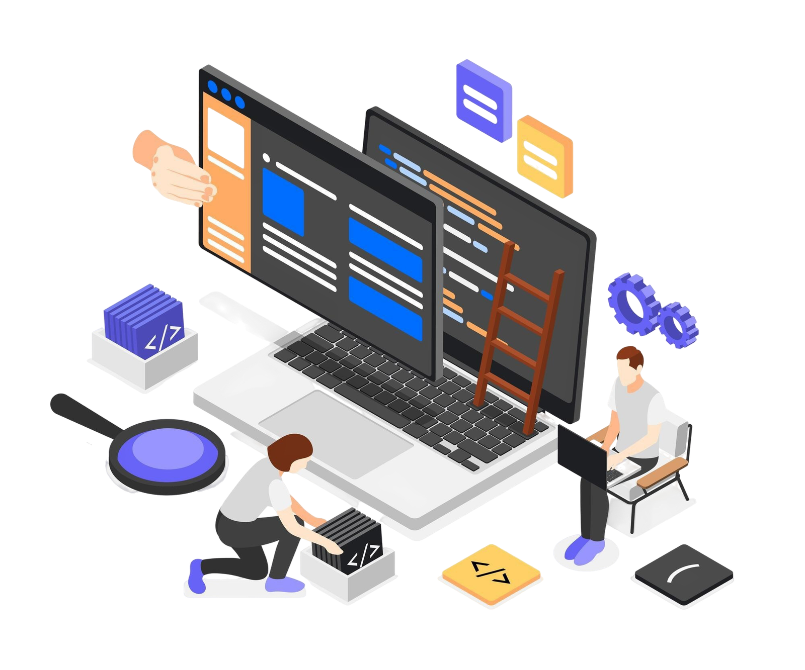 ui ux designers isometric composition with small people creating custom design web site 3d vector illustration Cliqkmedia